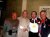 Frankie Thomas,Ed Kemmer and Jan Merlin pose with a  fan